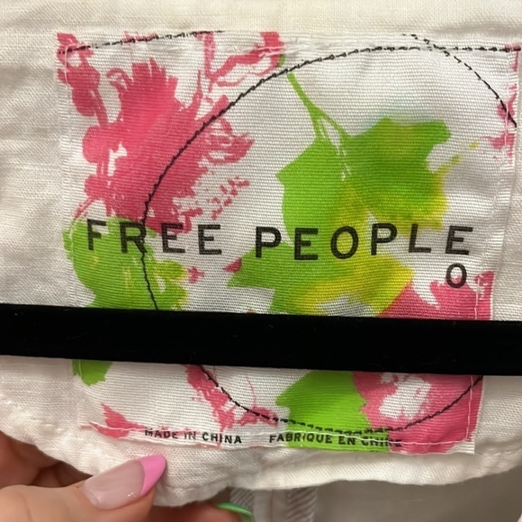 Free People Blazer Lace Shawl Collar Linen Cotton Blend White Size 0 Ruffled - Picture 7 of 10